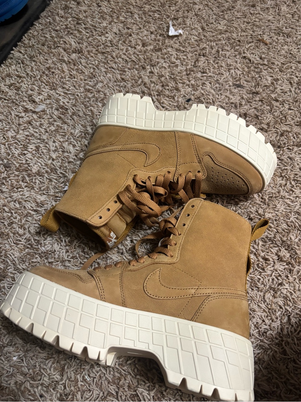 Nike Jordan Wheat Muslin Platform Combat Boots